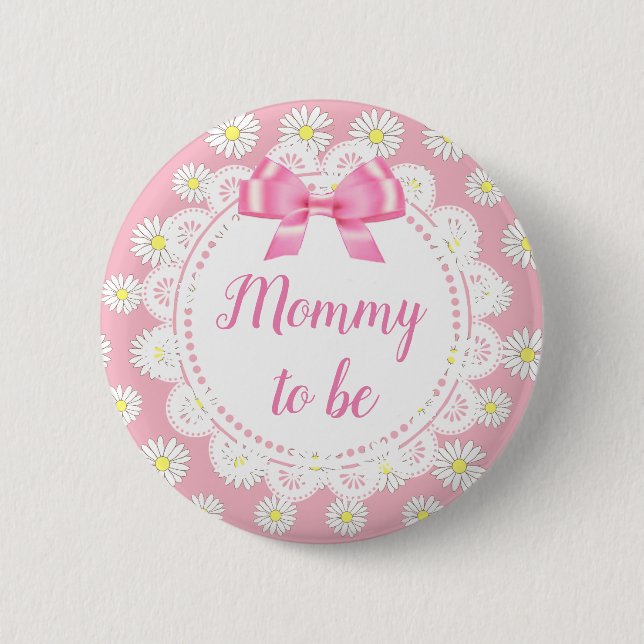 Mommy to be Pink Daisies Baby Shower Button (Vorderseite)