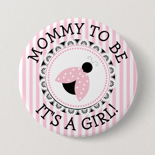 "Mommy to be" Pink Ladybug Babydusche Button (Vorderseite)