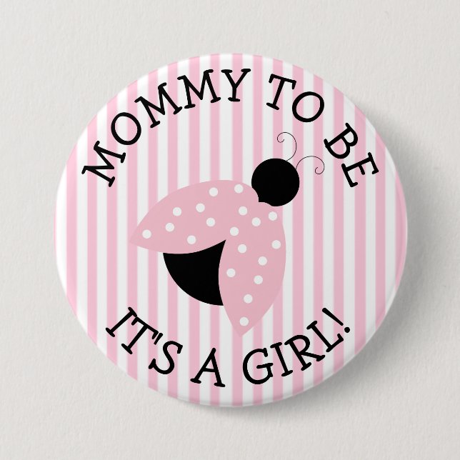 "Mommy to be" Pink Ladybug Babydusche Button (Vorderseite)