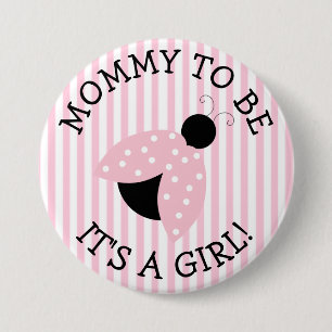 "Mommy to be" Pink Ladybug Babydusche Button