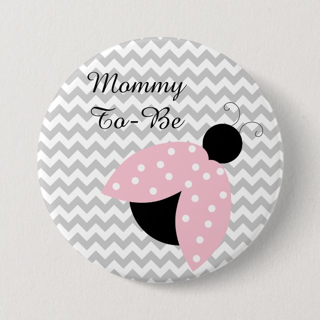 "Mommy to be" Pink Ladybug Babydusche Button (Vorderseite)