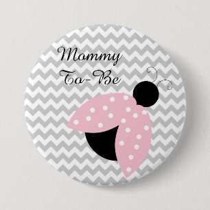 "Mommy to be" Pink Ladybug Babydusche Button