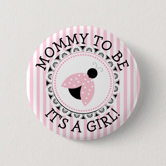 "Mommy to be" Pink Ladybug Babydusche Button (Vorderseite)