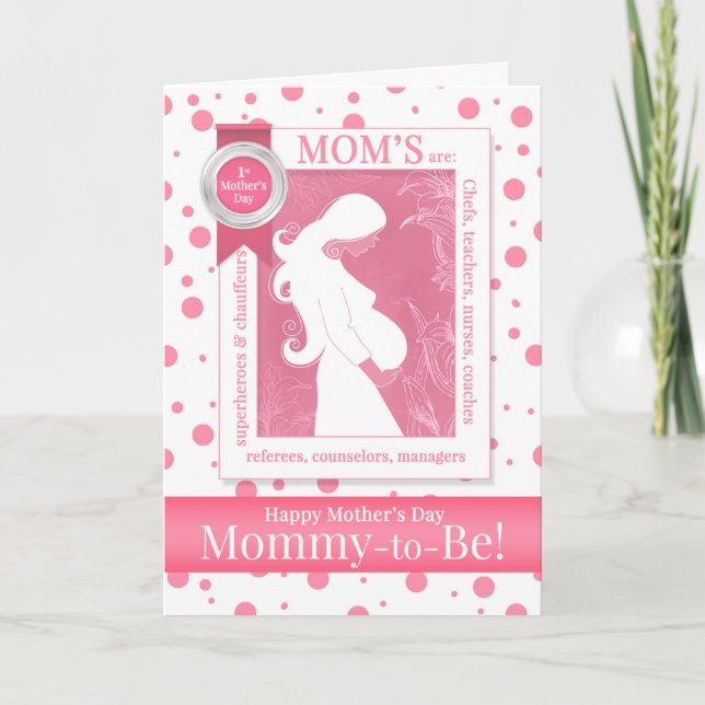 Mommy to be Pink Polka Dot Funny Mother's Day Karte (Vorderseite)