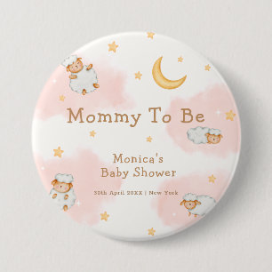 Mommy to be Sheep Moon Stars Girl Baby Dusche Button