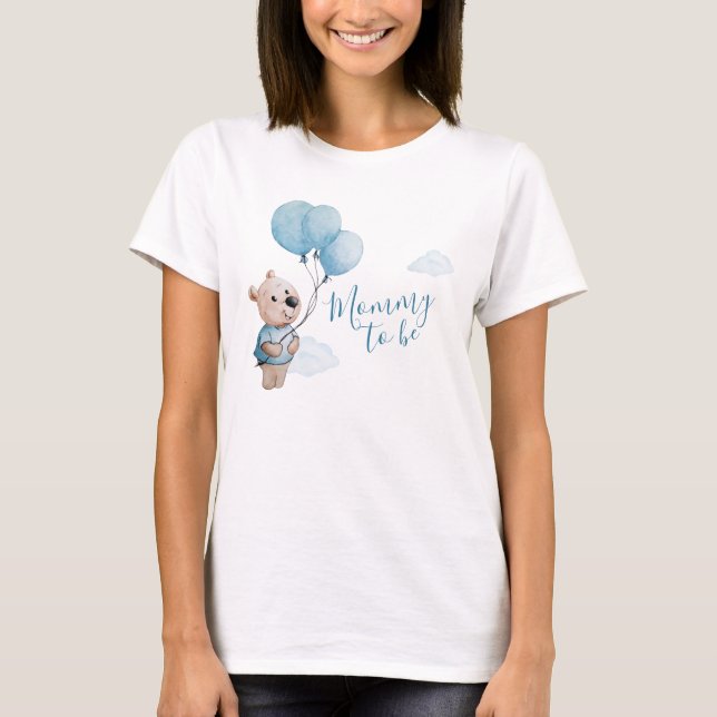Mommy to be Teddy Bären with Balloons T-Shirt (Vorderseite)