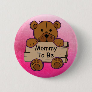 Mommy to be Teddy Bear Baby Shower Button