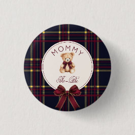 Mommy To be Wine Red Kariert Teddy Bär Button