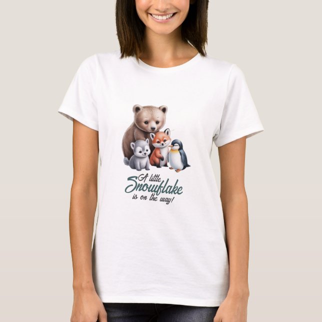 Mommy-to-Be Winter Wildlife T - Shirt (Vorderseite)