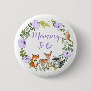 Mommy to be - Woodland baby Shower Button Lilac