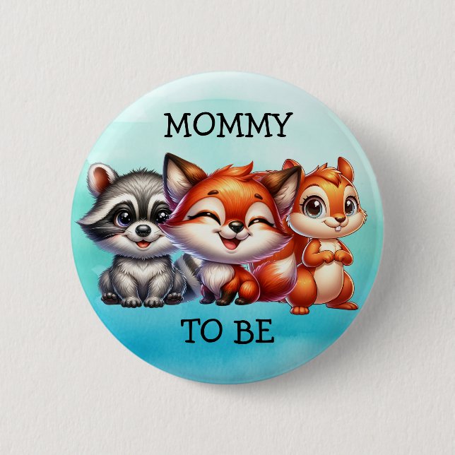 Mommy to be | Woodland Creatures Babydusche Button (Vorderseite)