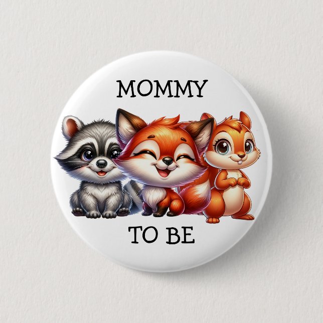 Mommy to be | Woodland Creatures Babydusche Button (Vorderseite)