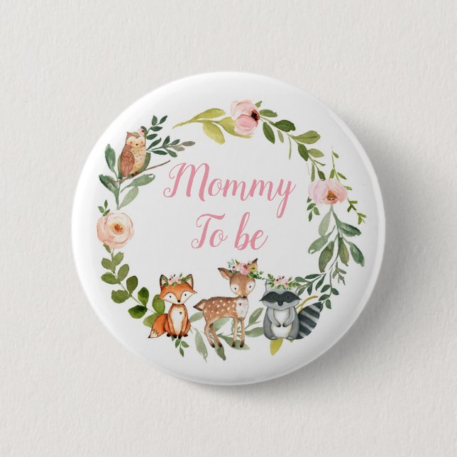 Mommy to be - Woodland Pink Baby Shower Button (Vorderseite)