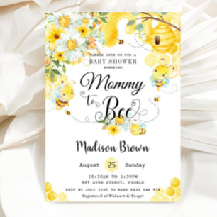 Mommy to be Yellow Floral Baby Shower Neutral Einladung