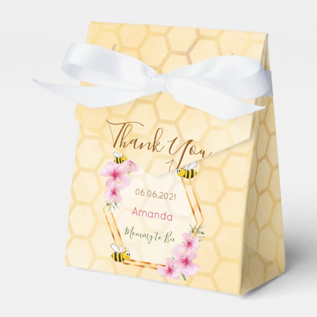 Mommy to Bee Baby Dusche Honigwabenwabe danke Geschenkschachtel (Vorderseite)