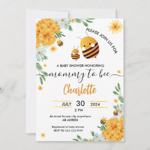 Mommy to Bee Baby Dusche Wasserfarbe Einladung