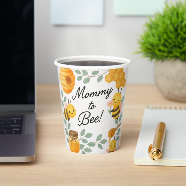 Mommy to Bee Baby Shower 8 oz Paper Cup Pappbecher (InSitu)