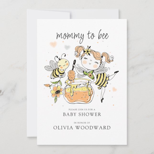Mommy To Bee Baby Shower  Einladung (Vorderseite)