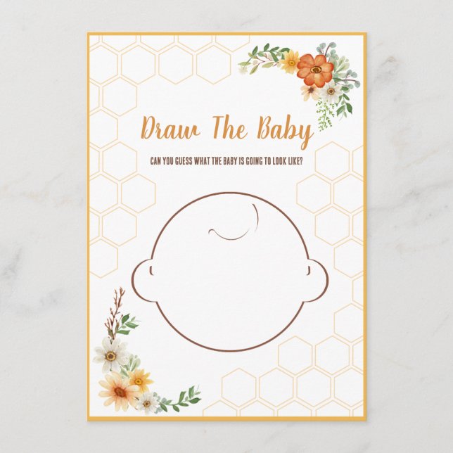 Mommy to Bee Baby Shower Game Zeichnete The Baby Begleitkarte (Vorderseite)