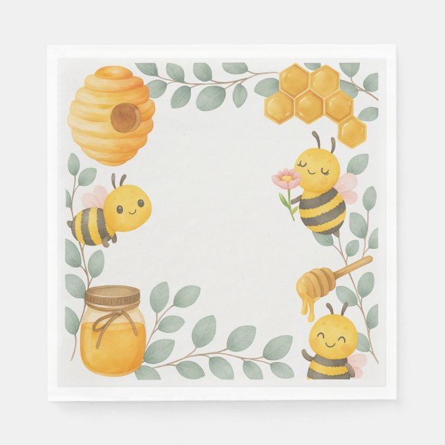 Mommy to Bee Baby Shower Luncheon Napkin Serviette (Vorderseite)