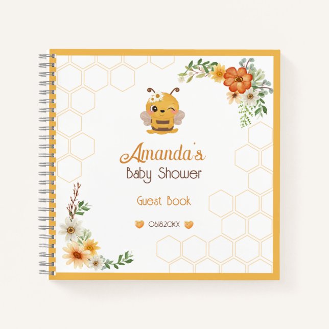 Mommy To Bee Baby Shower Party Guest Book Notizbuch (Vorderseite)
