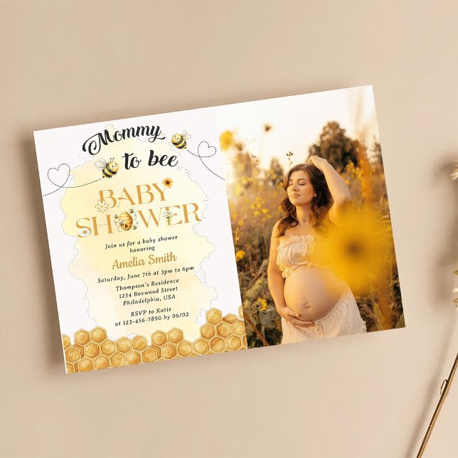 Mommy To Bee Baby Shower Photo Invitation Einladung (Von Creator hochgeladen)
