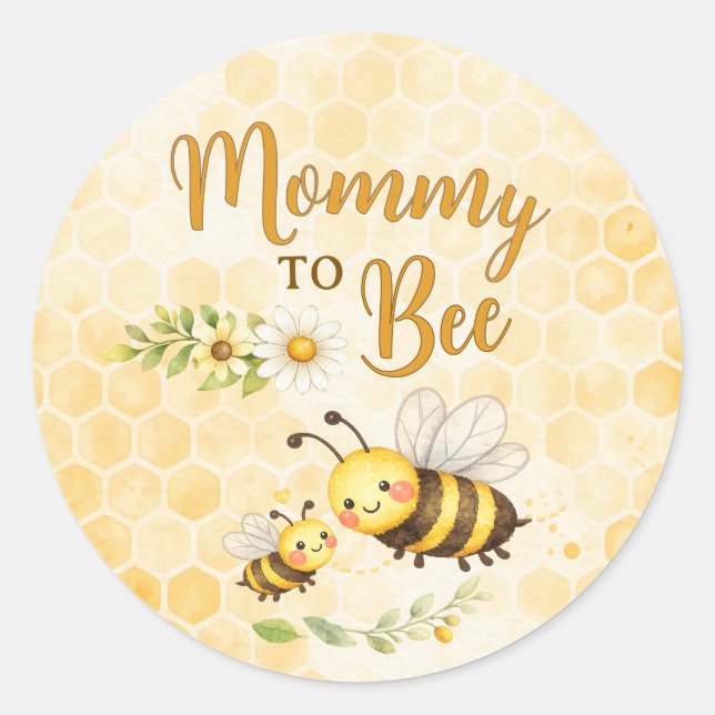 Mommy to Bee Baby Shower Runder Aufkleber (Vorderseite)