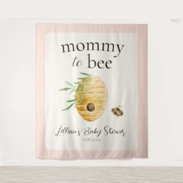 Mommy To Bee Beehive Girl Baby Shower Backdrop Wandteppich