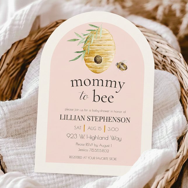 Mommy To Bee Blush Pink Bumblebee Baby Shower Einladung (Von Creator hochgeladen)