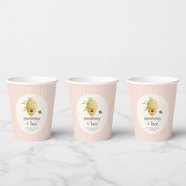 Mommy To Bee Blush Pink Honey Bee Baby Shower  Pappbecher (Multi)
