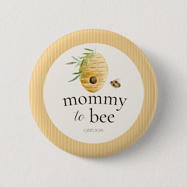 Mommy To Bee Bumblebee Baby Shower Family Pin Button (Vorderseite)