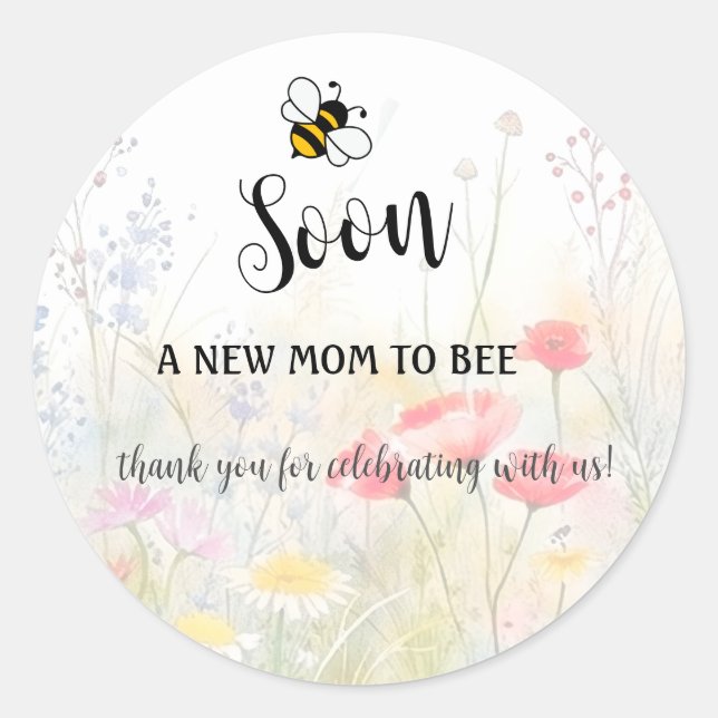 Mommy-to-Bee Floral Baby Girl Shower Runder Aufkleber (Vorderseite)