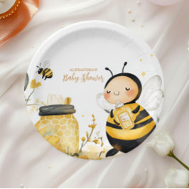 Mommy to Bee Floral Baby Shower Pappteller