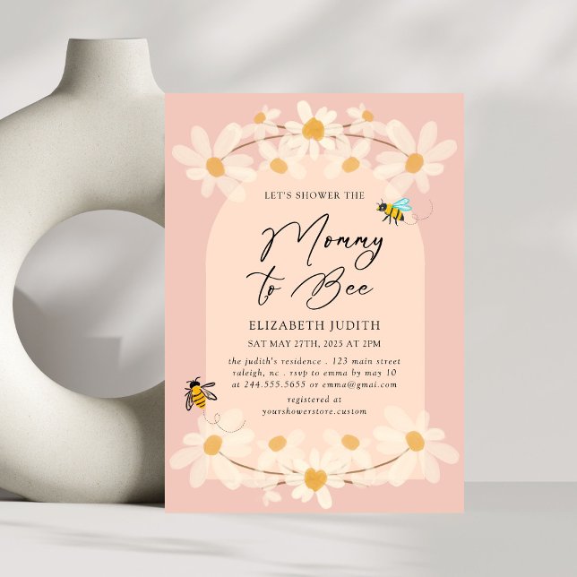 Mommy to Bee Floral Daisy Baby Shower Einladung (Von Creator hochgeladen)