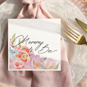 Mommy to Bee Floral Watercolor Serviette