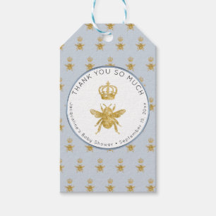 Mommy to Bee Gold Crown Blue Boy Baby Shower Geschenkanhänger