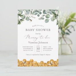 Mommy to Bee Greenery Baby Dusche Einladung