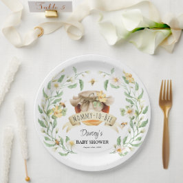 Mommy-to-Bee Honey Elegant Watercolor Baby Shower Pappteller