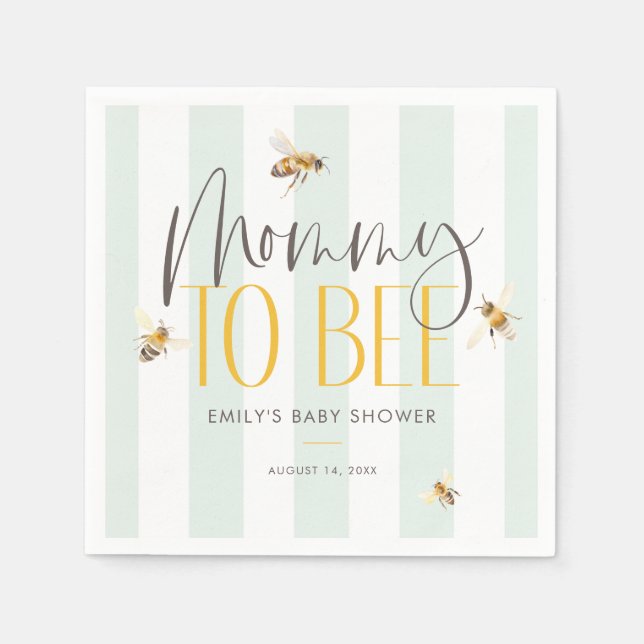 Mommy to bee Honey Gender Neutral Baby Shower Serviette (Vorderseite)