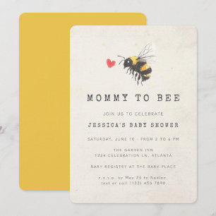 Mommy to bee Honey Heart Yellow Baby Shower Einladung