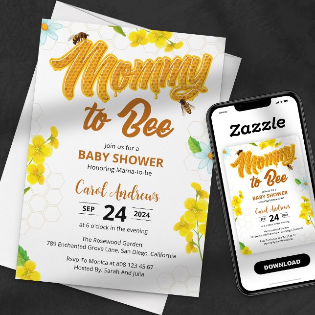 Mommy to Bee Honeycomb Baby Shower Einladung (Von Creator hochgeladen)