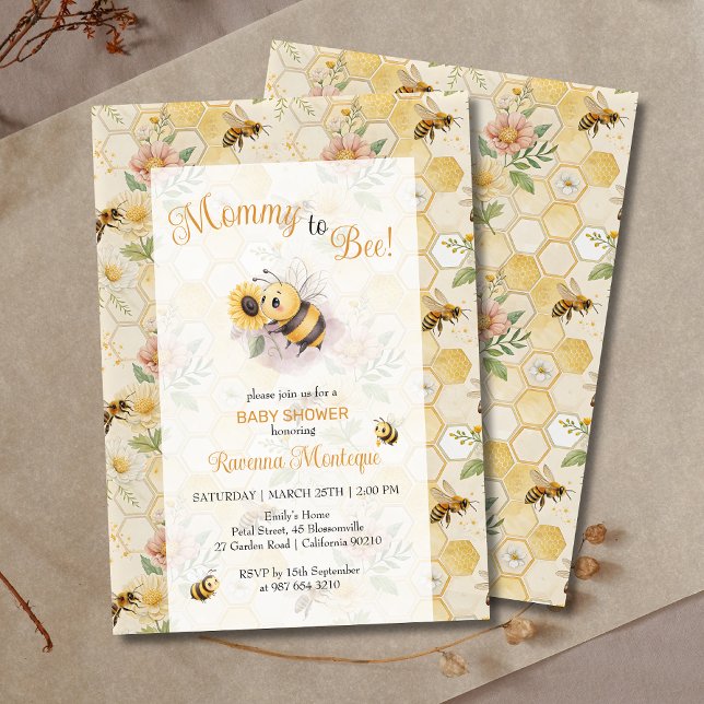 Mommy to Bee Honeycomb Bee Custom Baby Shower Einladung (Von Creator hochgeladen)