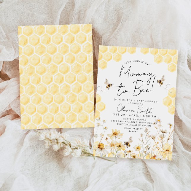 Mommy to Bee Hummel Wildlfower Spring Baby Shower Einladung (Von Creator hochgeladen)