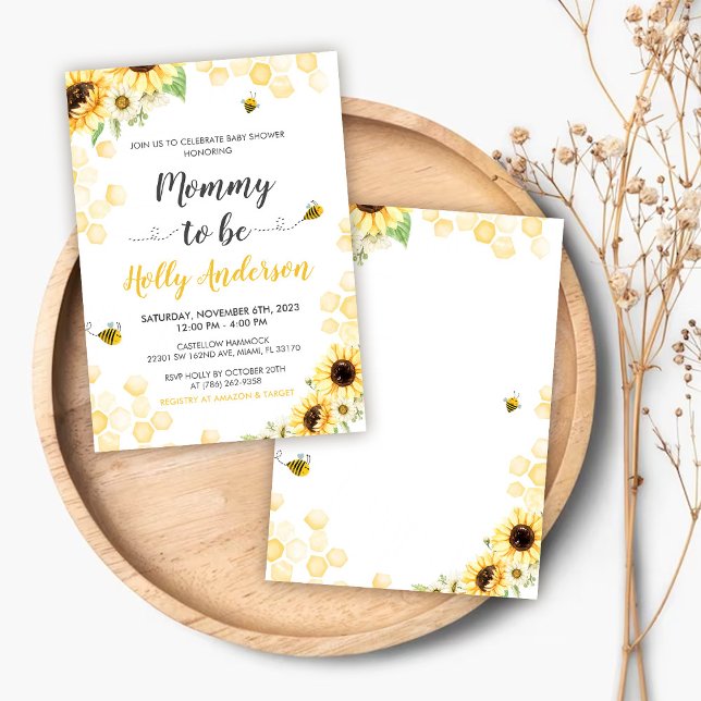Mommy To Bee Lettering & Honeycomb Baby Shower Einladung (Von Creator hochgeladen)