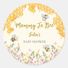 Mommy to Bee Niedliche Hummelblütendusche Runder Aufkleber