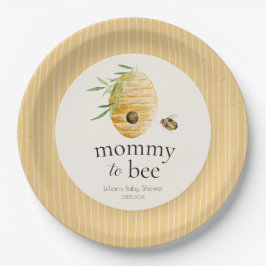 Mommy To Bee Striped Yellow Honey Bee Baby Shower  Pappteller