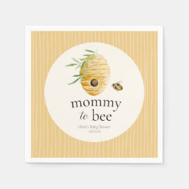 Mommy To Bee Striped Yellow Honey Bee Baby Shower  Serviette