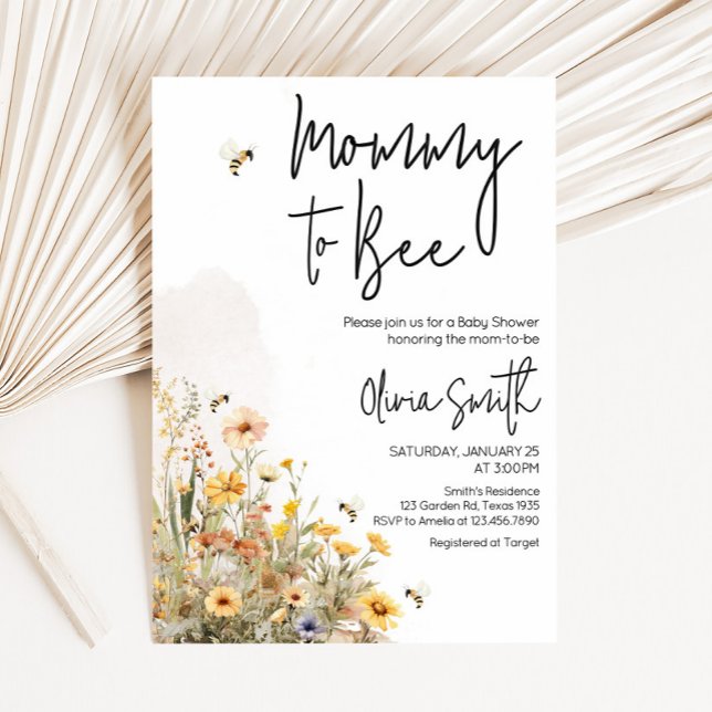 Mommy to Bee Wildblume Babydusche Einladung (Wildflower Mommy to Bee Baby Shower Invitation)