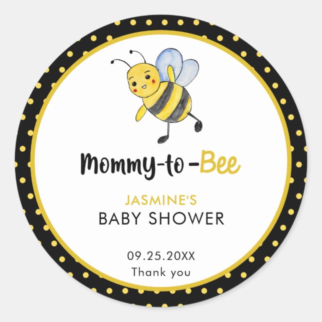 Mommy-to-bie Bee Baby Shower Niedlich Honeybee süß Runder Aufkleber (Vorderseite)