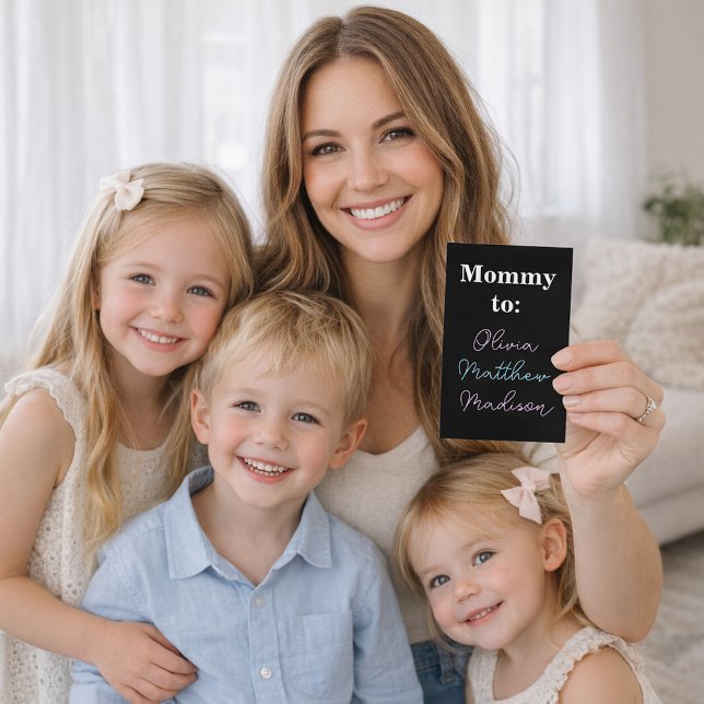 Mommy to: Pink Blue Kids Names Calling Card Telefonnummerkarte (Von Creator hochgeladen)